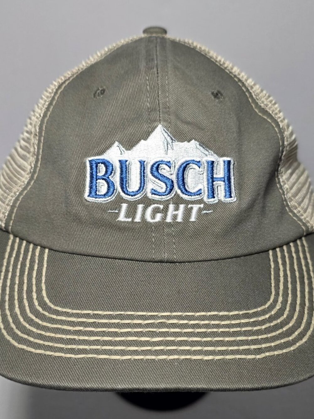 Busch Light Mens Adjustable Mesh Gray Baseball Hat One Size Fits Most